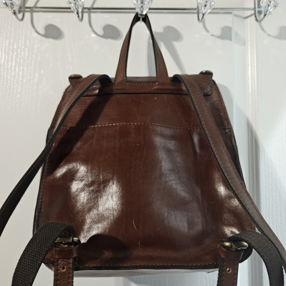 Patricia Nash Brown Leather Backpack with Gold Accents - Picture 2 of 7
